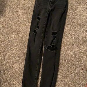 American eagle black ripped jeans